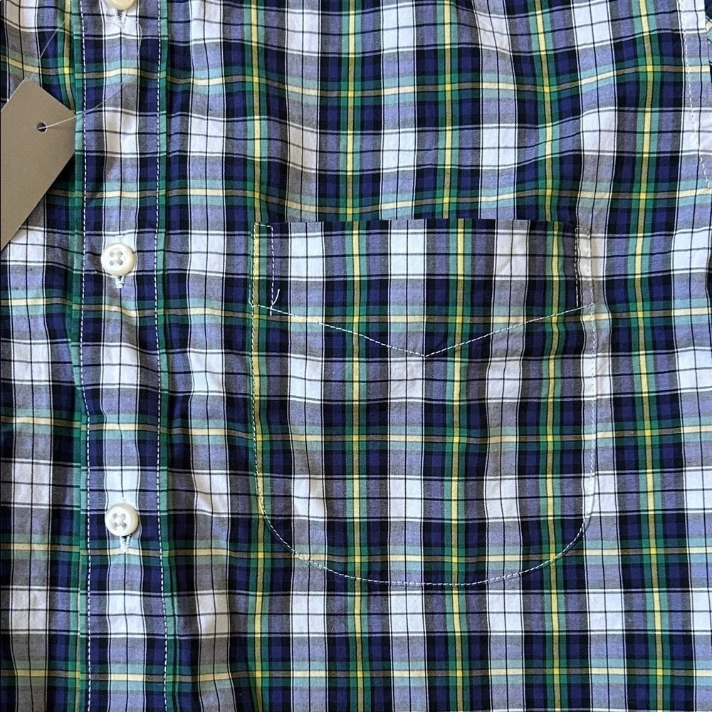 NWT J.Crew Slim Fit Plaid Flannel Shirt M Green Blue White